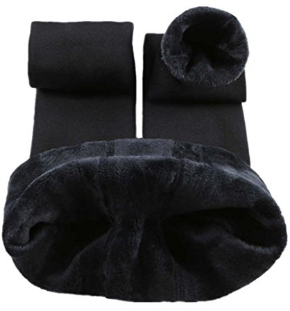 Romastory Winter Warm Women Velvet Elastic Leggings Pants (Black) one size