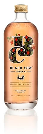 Black Cow & English Strawberries vodka | 70cl | 37.5% Vol | Exceptionally Smooth | Award Winning | Zero Waste | Premium Sipping Vodka | Cocktails
