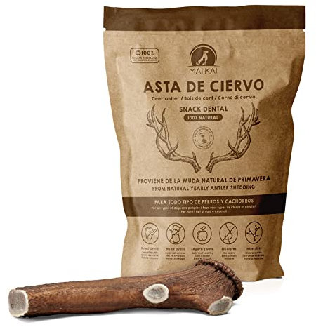 MAIKAI Corno di Cervo per Cani Grandi L – Masticativo Naturale Senza Punta – Osso Inodore Antitartaro – Giocattolo Antistress Resistente – Snack Lunga Durata