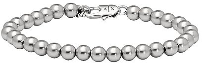 Armani Exchange Herrenarmband aus Edelstahl mit Karabinerhaken- oder Schieberverschluss, Length: 190MM+20MM, Width: 6MM