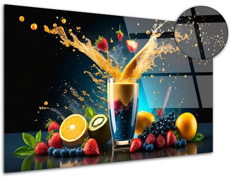 DECLINA, Tableau mural Cuisine Mixage Fruité, impression sur verre acrylique, décoration murale moderne pour cuisine, cadre design coloré pour salon ou espace repas contemporain