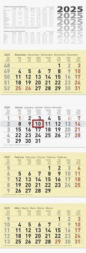 BRUNNEN 4-Monatskalender 2025 | chamois, 320×940 mm