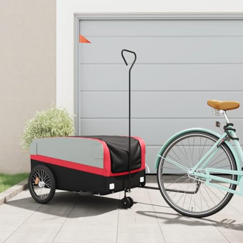 CIADAZ Cykelvagn svart och röd 45 kg järn, cykelkärra, lastvagn, handvagn, cykellastvagn, lastcykel – 94062