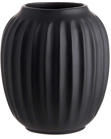BUTLERS (4 Stück) Blumenvase LIV Schwarze Keramik Vase Ø 12,5cm und 14cm hoch | Vintage Deko-Vase für Pampasgras und Trockenblumen | Vase für Tischdeko oder als Buchvase