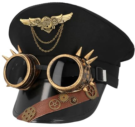Boland - 54581 - Chapeau de pilote steampunk avec lunettes de fête, couvre-chef pour adultes, festival, carnaval, fête à thème et cosplay