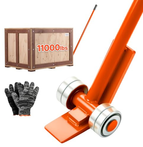 VEVOR Prylever Bar, 5T/11000LBS Load Capacity, 5.5FT Length Steel Handle Lever Dollyr with 2.8'' Wheels for Large Pallets, Heavy Items, Concrete Blocks, Heavy Duty Equipment Handling