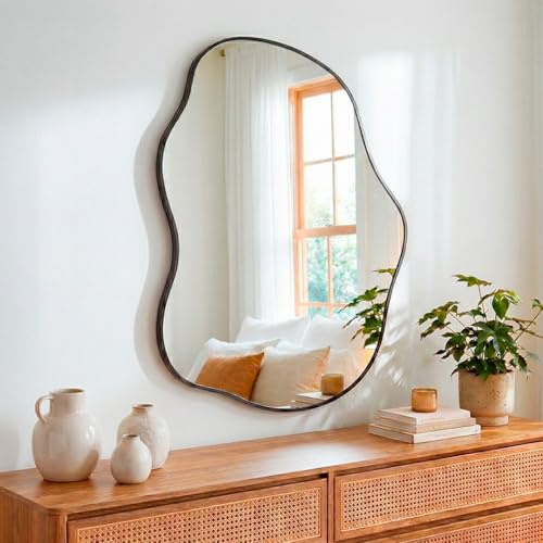 Marctani Espejo Irregular con Marco de Aluminio, Espejo Pared Moderno para Baño o Salón - Espejo Recibidor Estilo Minimalista - Espejos Decorativos de Pared Elegantes