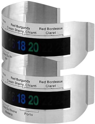 WOFASHPURET Termometro Digitale da Vino 2 Pezzi Braccialetto in Acciaio Inox per Bottiglie Display Istantaneo Temperatura, Riutilizzabile per Degustazione Vino e Birra, Utensile Cucina