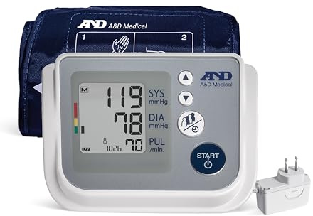 A&D Medical Multi-User Blood Pressure Monitor for Home Use UA-767FAC – Wide Range Cuff (8.6-16.5” / 22-42cm), Easy to Use, Adult Upper Arm, 60 Readings Per User (4 Users), AC Adapter, FSA/HSA Eligible