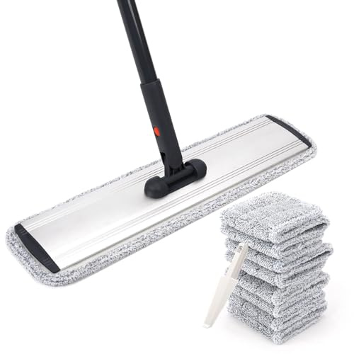 Microfiber Mop 18 in Large Flat Mops for Floor Cleaning with 4 Premium Pads Hardwood for Cleaning Wet Mop