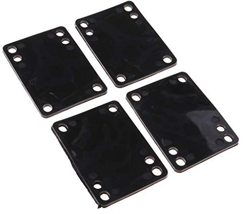 T TOOYFUL 4 Stück Skateboard Riser Pads Longboard Risepads, weiche Longboard Shockpads, 3 mm, schwarz