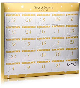 MYC-PARIS - Adventskalender mit 12 Schmuckstücken, 11 Perlen + 1 Überraschungszubehör – Roségold – Messing Hq – vergoldet mit Roségold 18 K – Geschenk zum Geburtstag, Muttertag, Weihnachten
