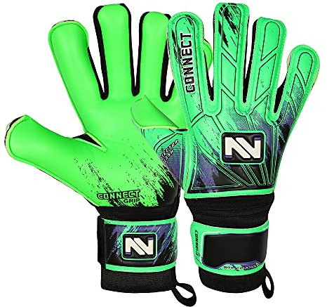 CONNECT Torwarthandschuhe Premium Grip, Torwarthandschuhe für Kinder, Jugendliche & Erwachsene, Fußballhandschuhe mit Fingerschutz, Torwart-Handschuhe (Fluorescent Green, 4)