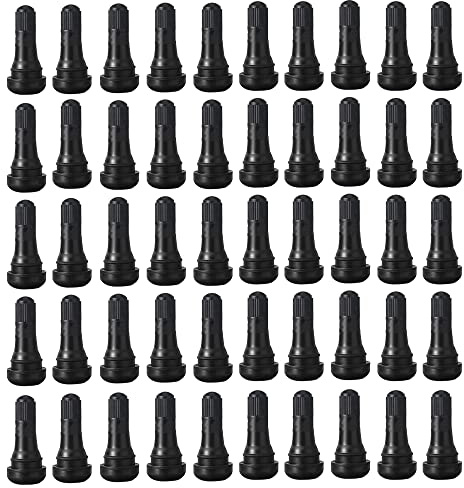 HUAZIZ 50 pièces Valve de Pneu, Voiture Pneu Tubeless Valve Bouchon TR413, Valves Tubeless pour Pneus de Voiture, TR413 Valves en Caoutchouc de Voiture à Encliqueter, Noir