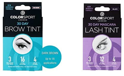 Colorsport London 30 Day Lash and Brow Kit - Includes BROW TINT, Immediate Visible Results, Last for up to 30 days, Dark Brown and Mascara Lash Tint - Volumising Mascara with Semi-Permanent Eyelash