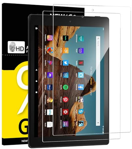 NEW'C 2 Stück, Panzer Schutz Glas für Amazon Fire HD 10 (2019), 9H Härte,HD Displayschutzfolie, 0.33mm Ultra-klar