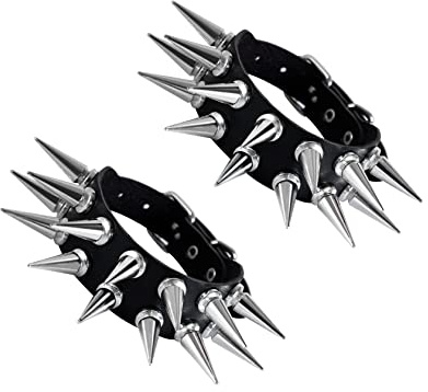 Manfnee PU Leather Braclet for Man Women Goth Punk Rock Leather Cuff Studded Wristband Black