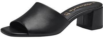 Tamaris Damen Mules Pantoletten mit Absatz Leder Blockabsatz Sommer; BLACK/schwarz; 37 EU