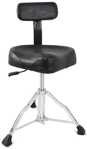 Drum Throne Trumtron med ryggstöd, höj- och sänkbar hydraulisk trumstol, med dubbla stödda anti-halkfötter