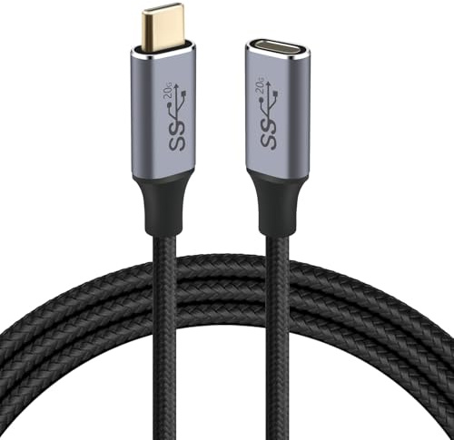 AXFEE USB C-förlängningskabel 2 m, USB 3.2 typ C uttagskontakt | USB C 3.2 förlängningskabel, stöder 20 Gbps 4K 60Hz dataöverföring, med i-Phone 17 16 15, MacBook, Galaxy, Huawei