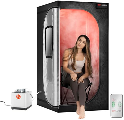 Sauna de vapor portátil – Temporizador de 99 minutos y 9 niveles de calor, vaporizador de 3 litros, calentamiento rápido, diseño espacioso de 31.5 x 31.5 x 63 pulgadas, tienda grande de 3 capas con