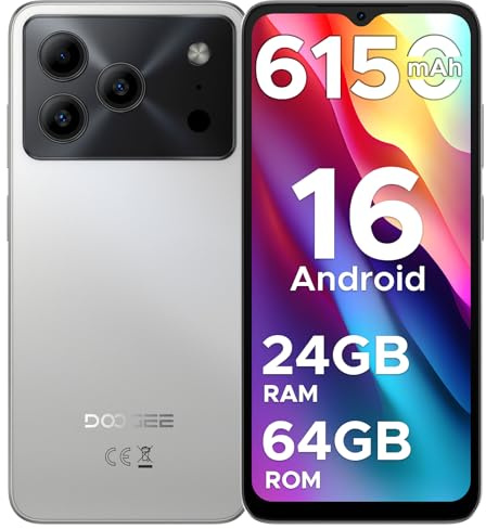 DOOGEE Note 56 Teléfono Movil Android 16, 6150mAh Batería de Anodo de Silicio, 6,56 HD+ IPS 90Hz, Octa Core 24GB+64GB Smartphone, 8MP, Cuerpo 8.45mm Telefono, Face ID/OTG/GPS/Doble SIM 4G Movil