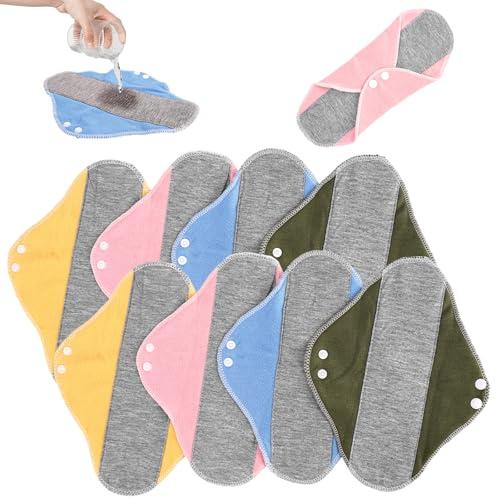 8 Pièces Protège-slips Lavables, 23x16cm Serviettes hygiéniques réutilisables, En Coton Biologique Serviettes Hygiéniques Lavables, pour Femme - Lavable - Anti-fuite - Convient pour Toutes les Femmes