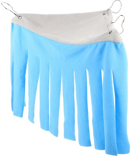 GARVALON Hamac pour Petit Animal Suspendu Cachette Confortable et Facile à Installer Refuge Apaisant pour Hamster Cobaye Furet et Lapin Accessoire pour Cage Angle Bleu