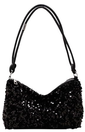 XSDSLS Sac à main à paillettes pour femme, Paillettes Sac à Bandoulière Pochette et Clutches Femme Élégant Pochette Bandoulière Pour fête, mariage, soirée, rendez-vous (Noir)
