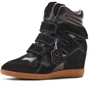 Steve Madden Women's Mavis Sneaker, Black Suede, 8