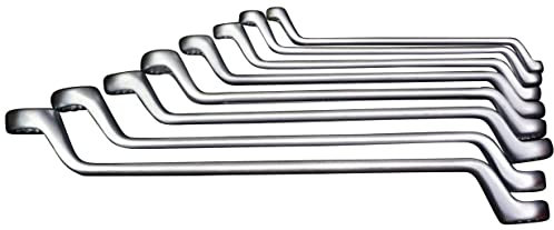 Famex 10145-8 Doppel Ringschlüsselsatz - Doppel Ringschlüssel Set tief gekröpft aus Chrom Vanadium Stahl geschmiedet - 8-tlg.