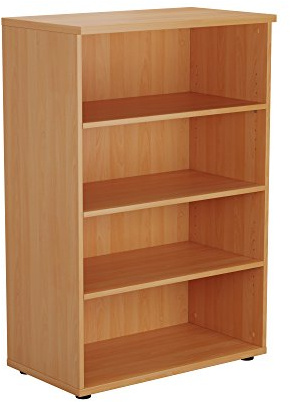 Office Hippo Heavy Duty Bookcase, Robust Book Case, Storage Unit with 3 Adjustable Shelves & Adjustable Feet, Stable Home Office Furniture, Simple To Assemble - Beech