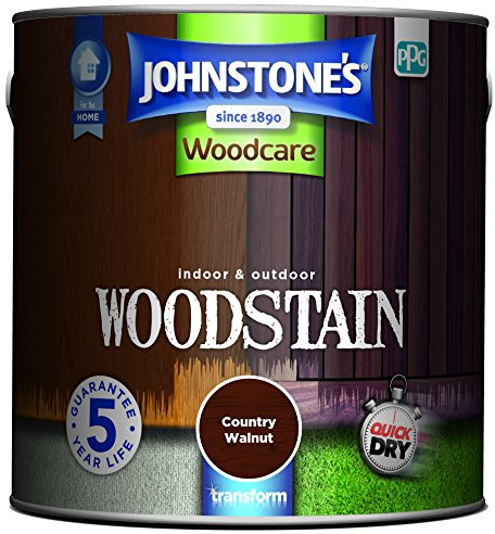 Johnstone’s - Interior & Exterior Woodstain - Country Walnut | Weathershield, UV Resistant, Quick Drying in 4 hours, Durable & Flake-Resistan, 5 Years Protection | 2.5 L