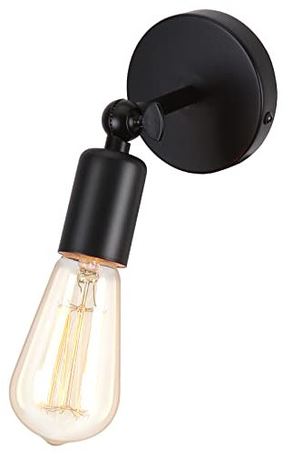 iDEGU Lampada da Parete Vintage Industriale Lampada a Muro in Metallo Applique da Parete Orientabile di 180° E27 Illuminazione da Parete Interni per Camera da Letto Bagno Corridoio Soggiorno (Nero)