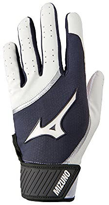 Mizuno MVP Youth Baseball Batting Glove, White-Grey, XX-Small