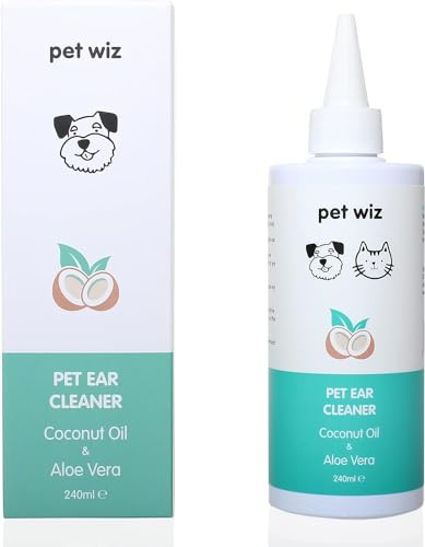 Nettoyant pour oreilles pour chiens et chats - Huile de noix de coco et aloe vera (240 ml ℮)