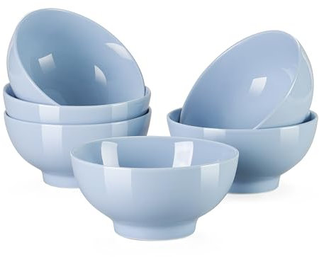 LOVECASA, Série Sweet, Bols à Petit Déjeuner Ramen en Porccelaine, 6 Pièces, 550 ML, 15 cm, Assiette Couleur Pure