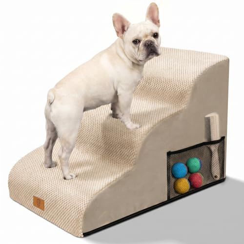 MASTERTOP Escaliers pour Chiens à 3 Marches en Mousse Haute Densité - Beige