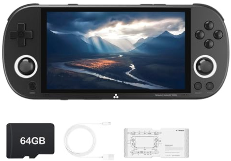 Trimui Smart Pro Handheld Game Console 4.96-Inches Display Game Console, Linux System with Allwinner A133P Processor Built-in 64G TF Card Black