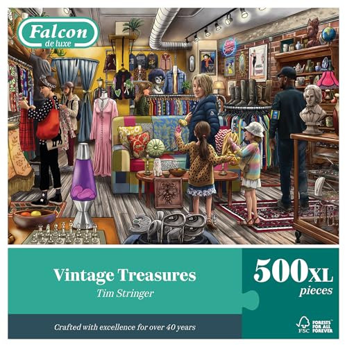 Falcon Vintage Treasures - 500 XL Piece Jigsaw Puzzle for Adults - Beautifully Illustrated 500 Pc Adults Jigsaw Puzzle, Fun Activity for Home, Puzzles for Rainy Days, Birthday Jumbo