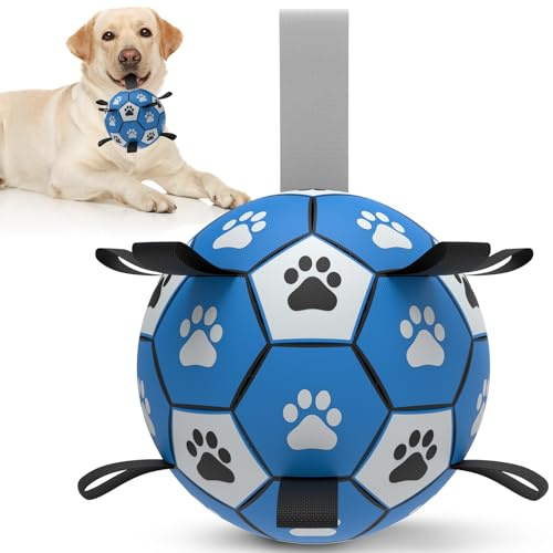 HETOO Hundeball Hundespielzeug Ball mit Griff für Hund Interaktives Schleppen von Krieg Wasser Hundebälle Spielzeug Geburtstagsgeschenk für Mittel/Große Hunde (8 Zoll Blau Grau)