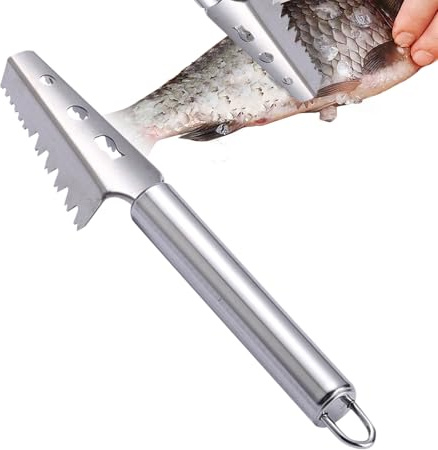 Wuyooprt Herramienta Escamadora de Pescado, Raspador de Limos, Utensilio de Acero Inoxidable para Preparar Mariscos Cocinar Cocina Restaurante Hogar Viajes Camping
