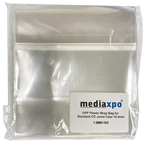 mediaxpo 500 OPP Plastic Wrap Bag for Standard CD Jewel Case 10.4mm