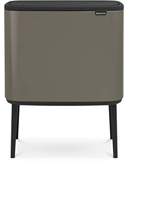 Brabantia 316043 Bo Touch Bin, 3 x 11 L Abfalleimer, Edelstahl, Platinum, 54 x 31.5 x 68 cm
