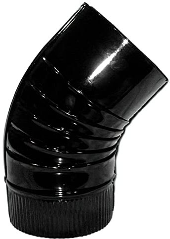 Codo Estufa Color Negro Vitrificado de 130 mm. 45°.
