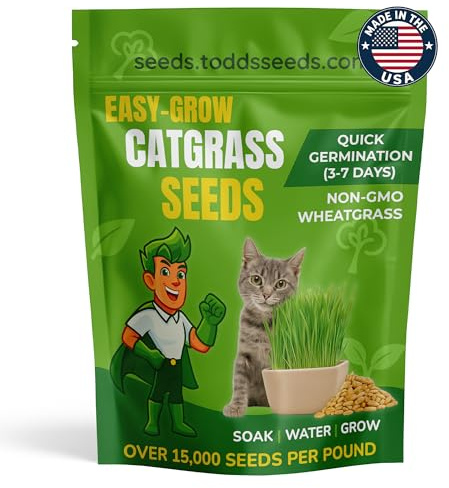 Todd's Seeds Cat Grass Seeds (1 Lb Bulk) | Premium Wheatgrass for Indoor Cats | Fast Growing Pet Grass in 5 Days | Non-GMO, Chemical Free, Hairball & Digestive Aid