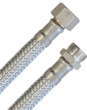 H2O-Flex® Panzerschlauch 3/8ÜM x 3/8AG, Flexschlauch DN8 für Sanitär mit Trinkwasserzulassung, 15cm-5m