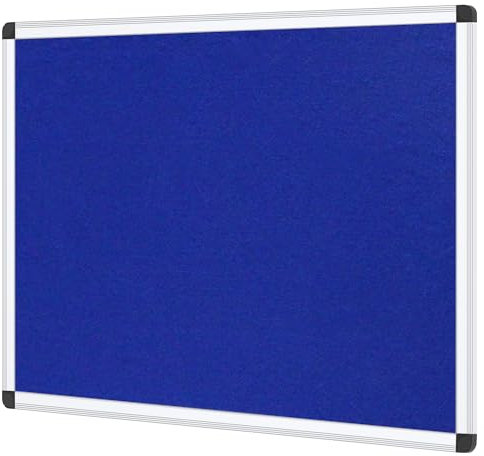 VIZ-PRO Hinweisbrett Filz Blau, Silberner Aluminiumrahmen, 90 X 60 cm