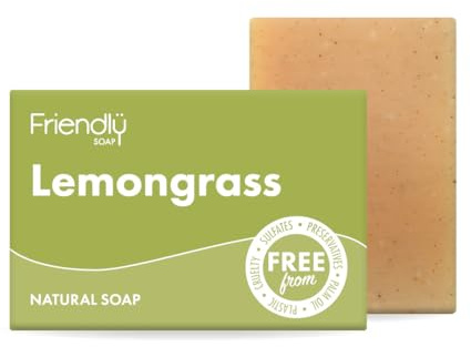 Friendly Soap - Sweet & Uplifting Lemongrass Soap (95g), Plant-Based, Cruelty-Free, Made By Hand, No Preservatives or Sulphates, Sustainable