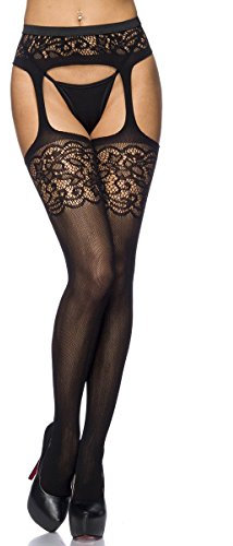 Straps-Stocking - Strumpfhose - Damen - Schwarz - Einheitsgröße S-L